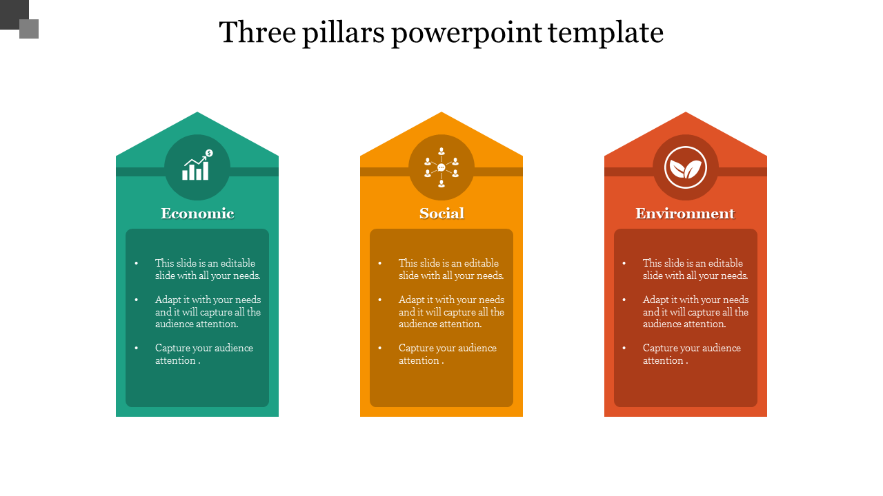 Enrich your 3 Pillars PowerPoint Template For Your Needs